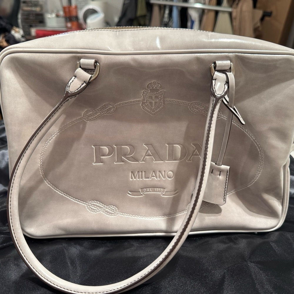 Real Prada Grey Leather Handbag Bag - Picture 3 of 9